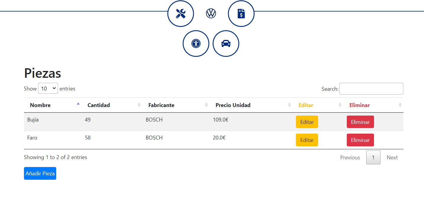 Menu en flor disponible en la mayorías de vistas de la aplicación