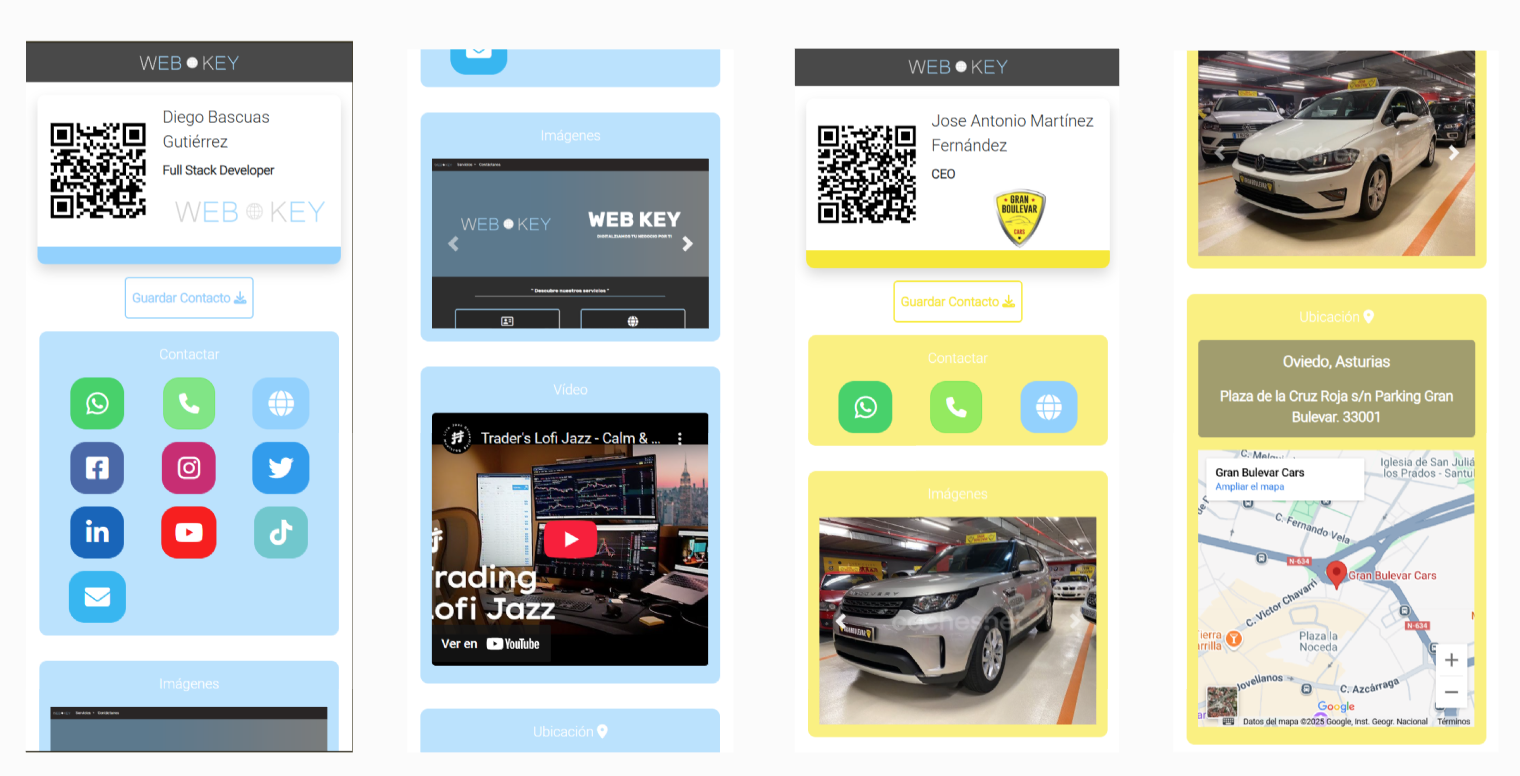 Muestra de las interfaces para diferentes clientes